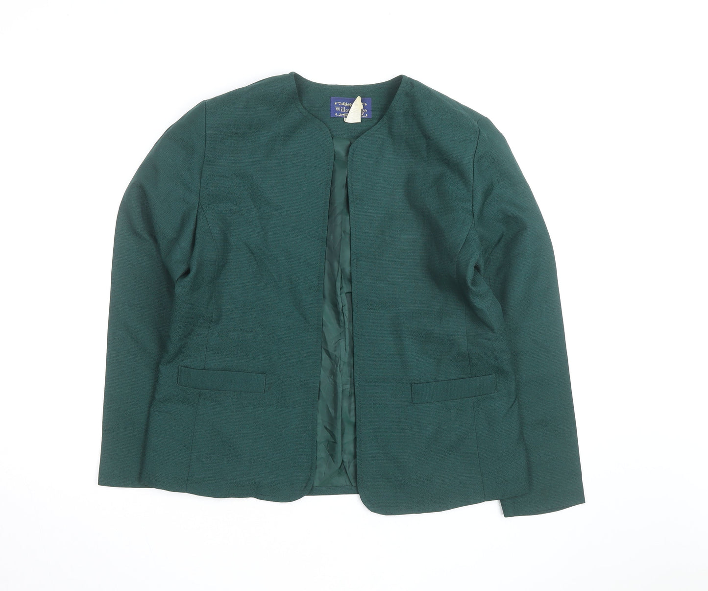 Willow Ridge Women’s Green Polyester Blazer Size 12 Classic Open Front