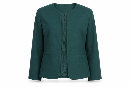 Willow Ridge Women’s Green Polyester Blazer Size 12 Classic Open Front