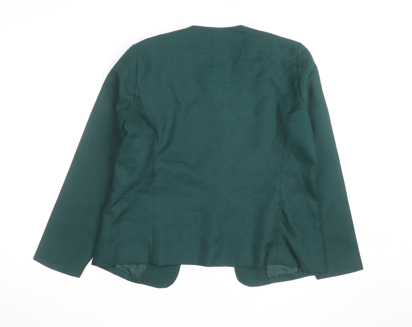 Willow Ridge Women’s Green Polyester Blazer Size 12 Classic Open Front