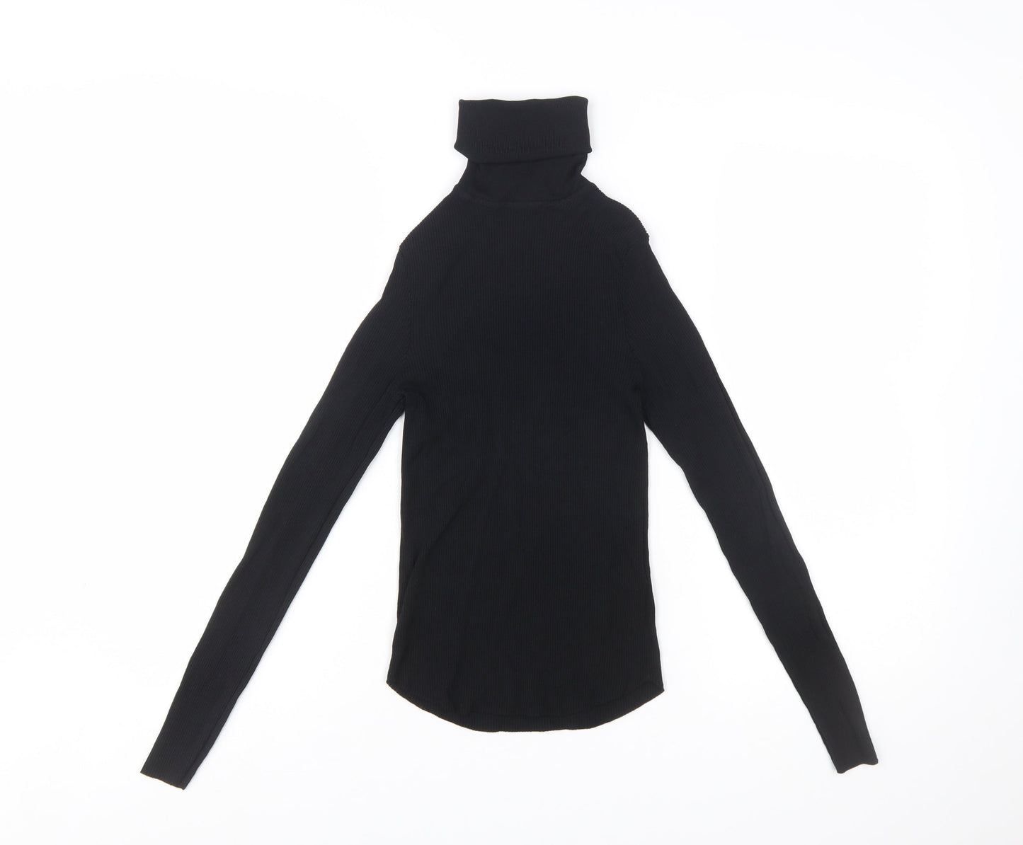 ZARA Women Black Slim Roll Neck Long Sleeve Pullover Jumper Size S