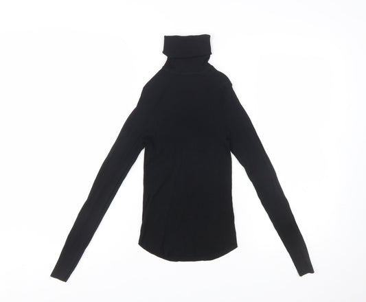 ZARA Women Black Slim Roll Neck Long Sleeve Pullover Jumper Size S