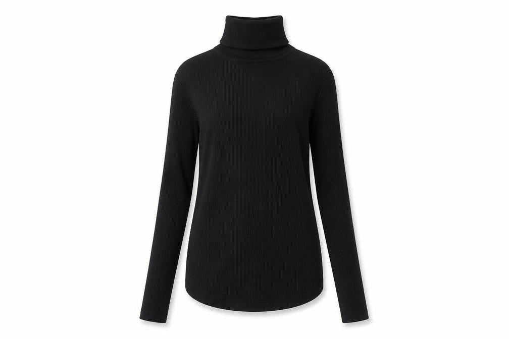Zara Women Black Slim Roll Neck Long Sleeve Pullover Jumper Size S