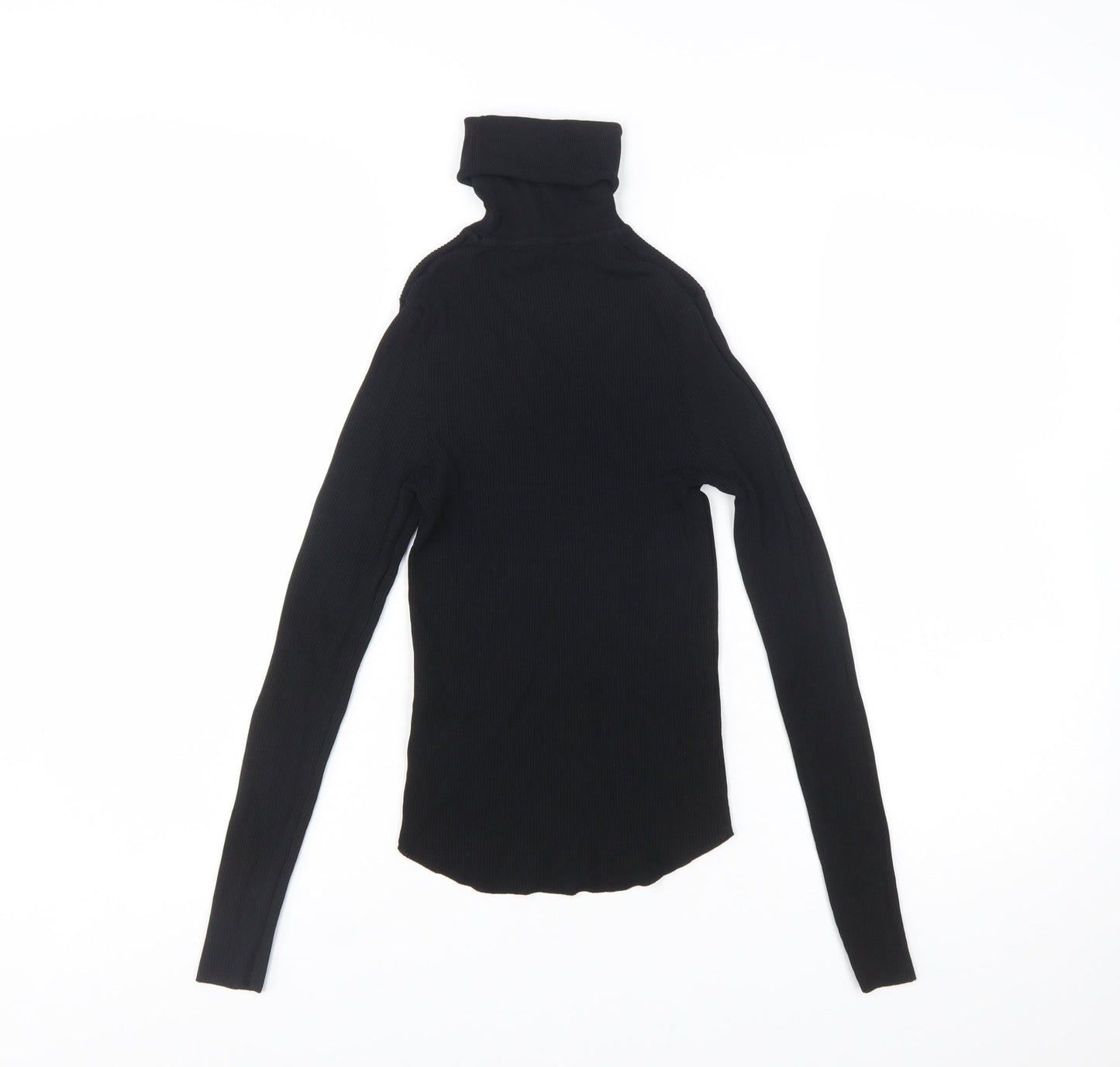 ZARA Women Black Slim Roll Neck Long Sleeve Pullover Jumper Size S