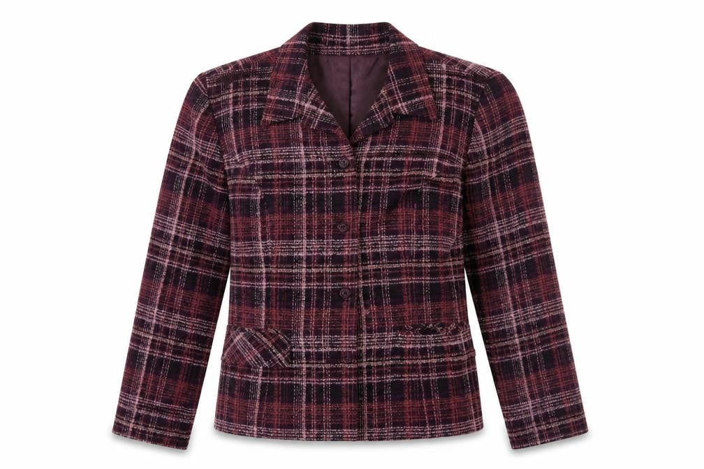 Sag Harbor Petite Purple Plaid Blazer Size 8P Classic Fit Womens Suit Jacket