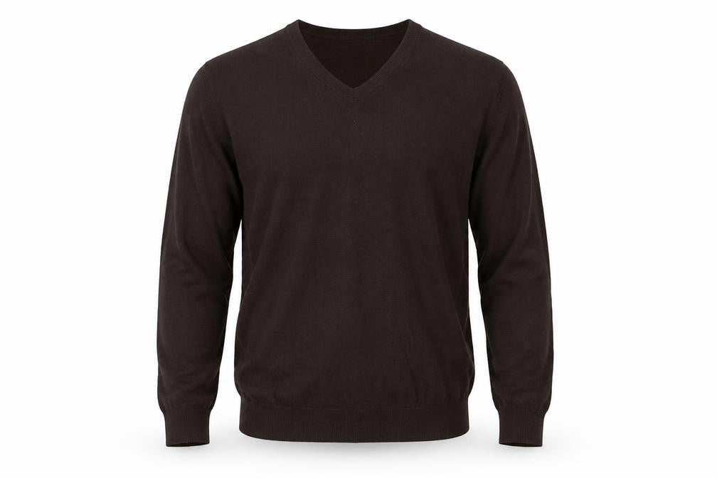 Wolsey Men's Brown Cotton Cashmere V-Neck Jumper Size M