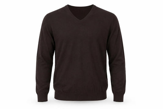 Wolsey Men's Brown Cotton Cashmere V-Neck Jumper Size M