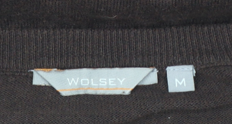 Wolsey Men's Brown Cotton Cashmere V-Neck Jumper Size M