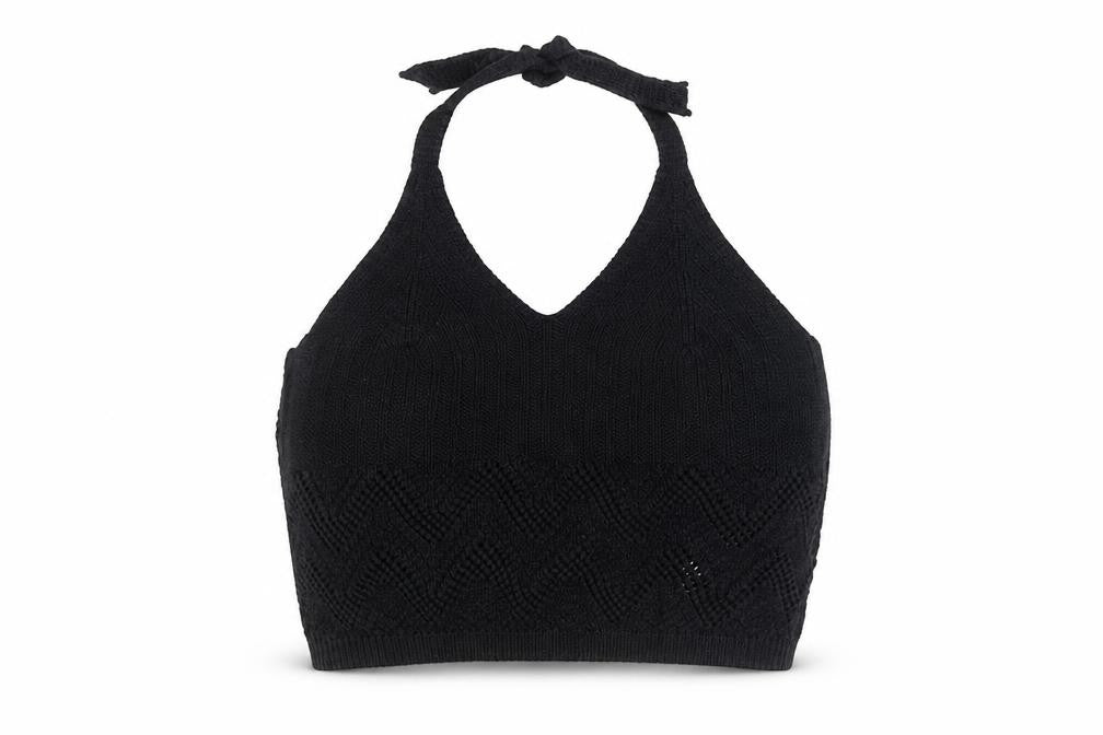 New Look Women's Black Knit Halter Camisole Top Size 14