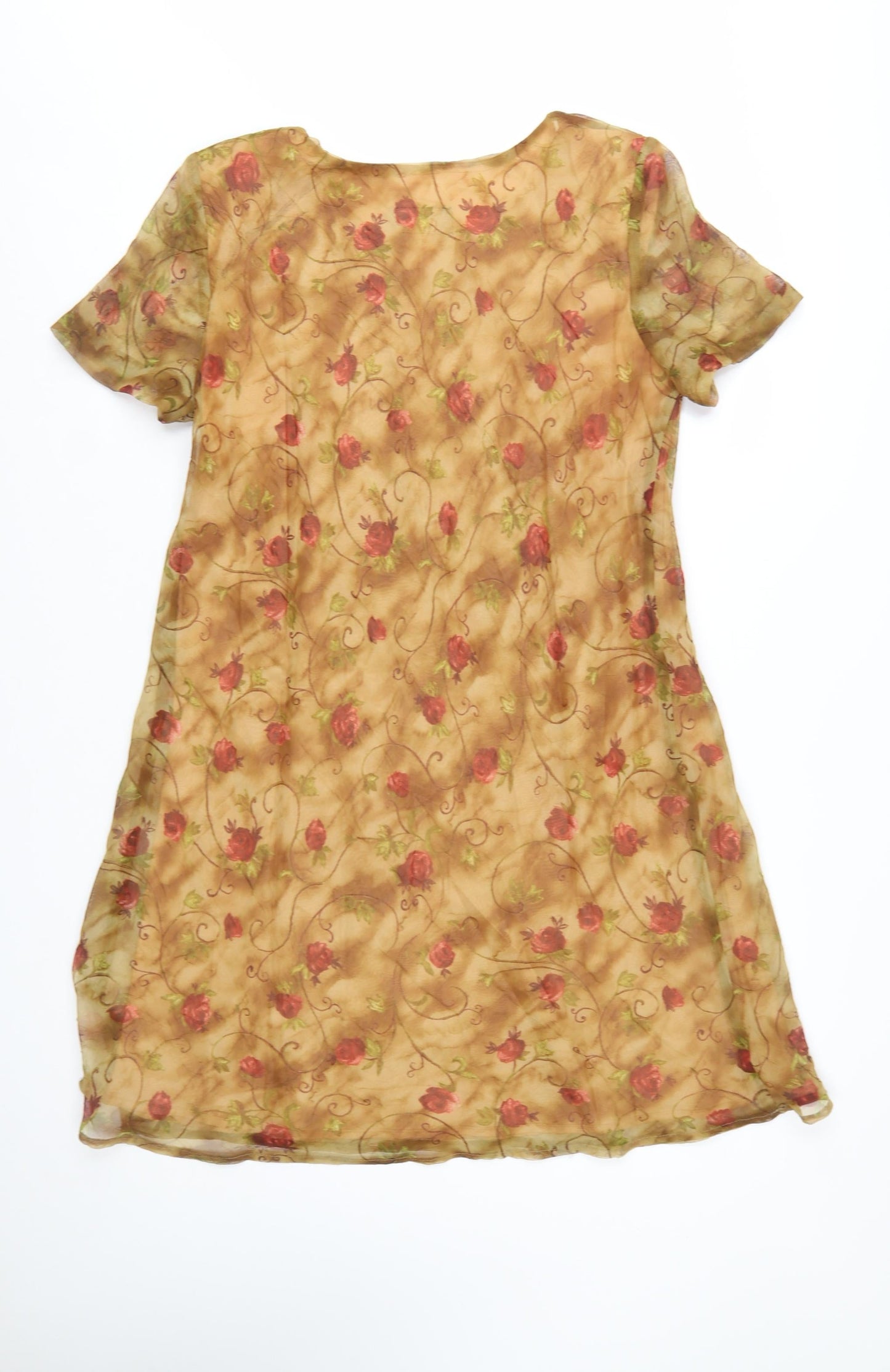 Michael B. Petites Women’s Beige Floral Shift Dress Size 12 Petite