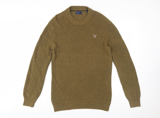 GANT Men's Green M Crew Neck Cotton Chunky-Knit Jumper