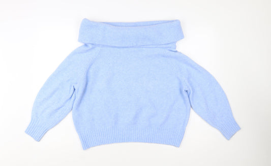 H&M Womens Blue Cowl Neck Knit Jumper Size 12