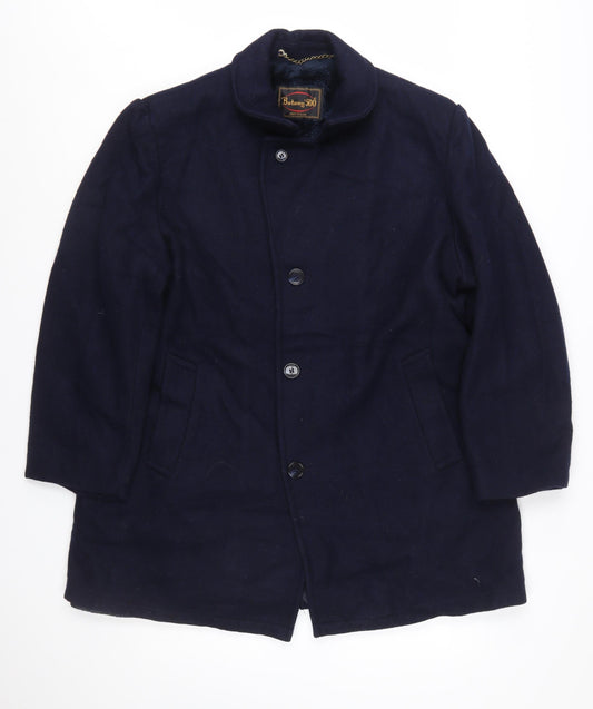Botany 500 Men's Navy Blue Wool Overcoat Size 46 Regular Classic