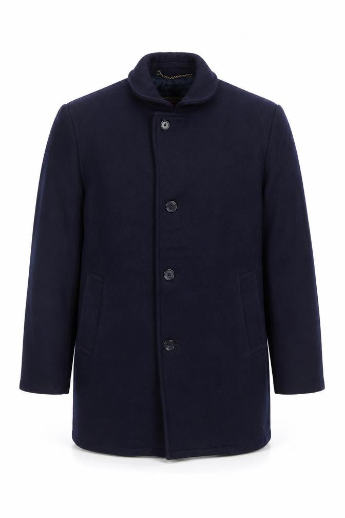 Botany 500 Men's Navy Blue Wool Overcoat Size 46 Regular Classic