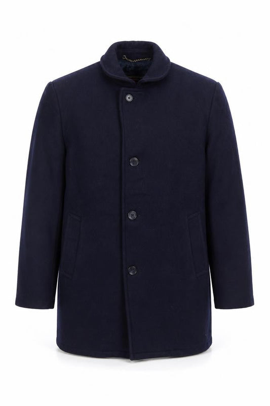 Botany 500 Men's Navy Blue Wool Overcoat Size 46 Regular Classic