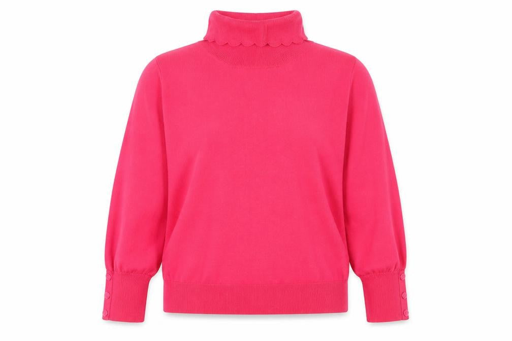 Monsoon Women’s Pink Roll Neck Knit Jumper L Long Sleeve