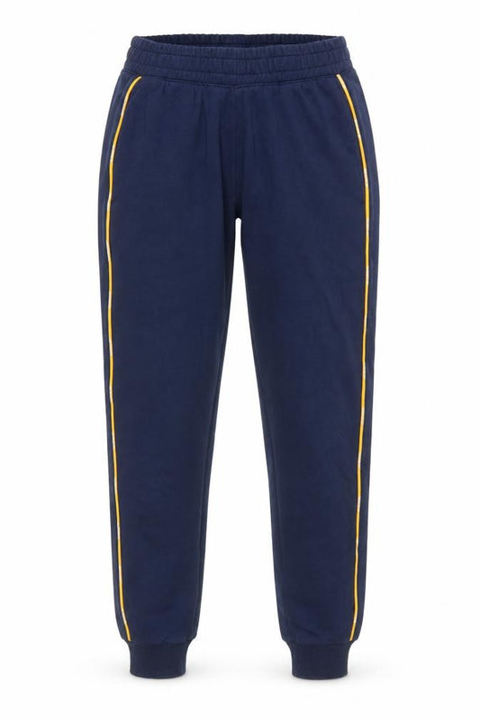 Reebok Womens Navy XS Jogger Sweatpants Cotton Blend with Yellow Trim