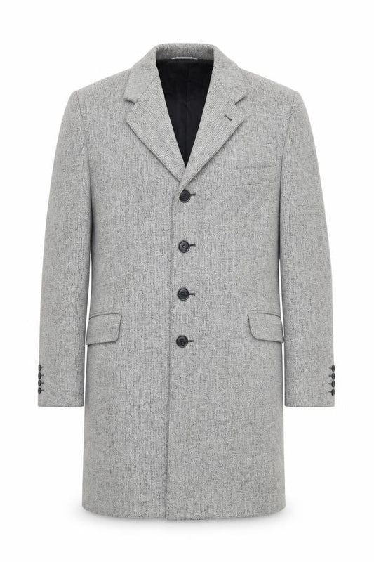 Claudio Vertase Men's Grey Wool Overcoat Size 52 Regular Fit