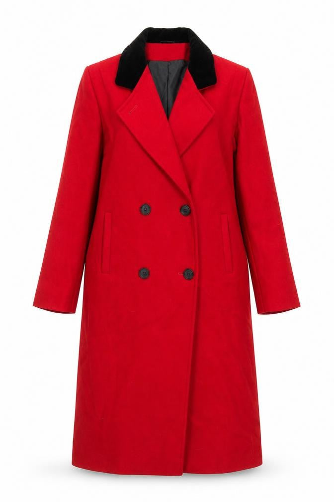 International Scene Women's Red Wool Long Overcoat Size 8