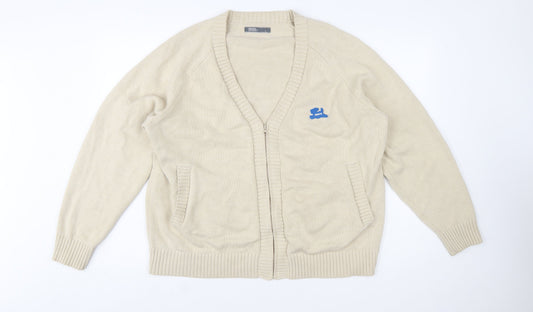 PSO Brand Men's Beige Full Zip Cardigan Jumper Size L