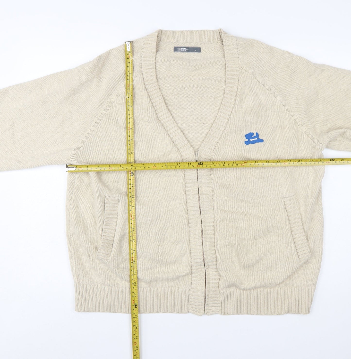 PSO Brand Men's Beige Full Zip Cardigan Jumper Size L
