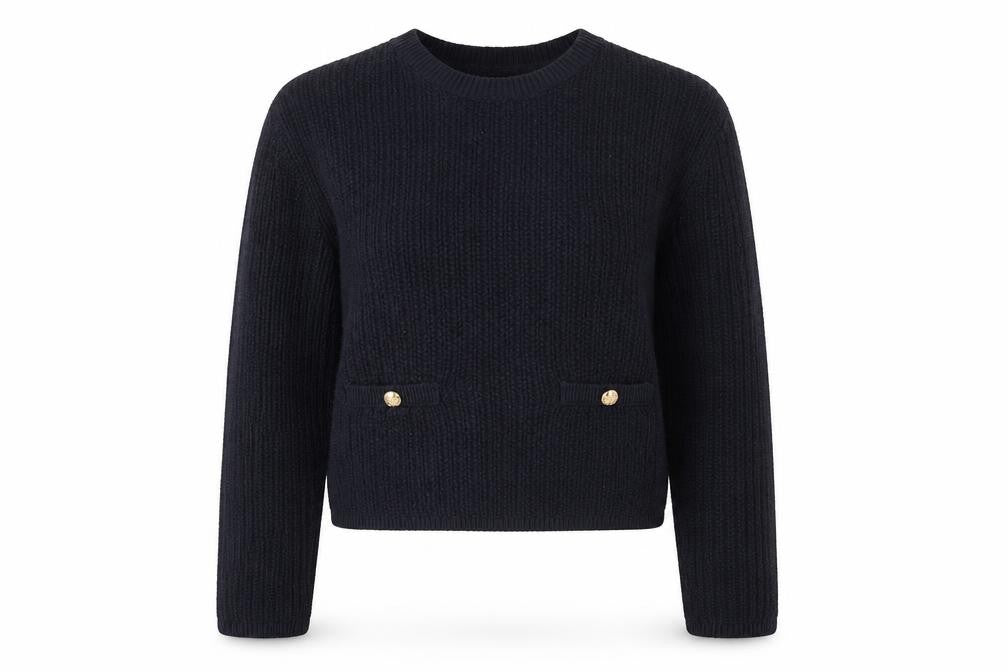 H&M Women's Blue Chunky Knit Cotton Acrylic Crew Neck Jumper Size 12