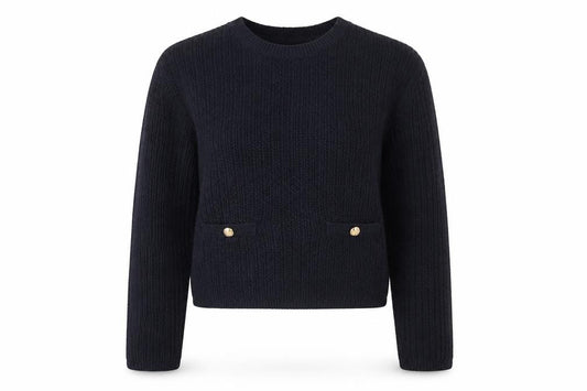 H&M Women's Blue Chunky Knit Cotton Acrylic Crew Neck Jumper Size 12