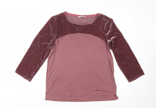 White Stuff Womens Purple Long Sleeve Velvet Panel T-Shirt Size 12