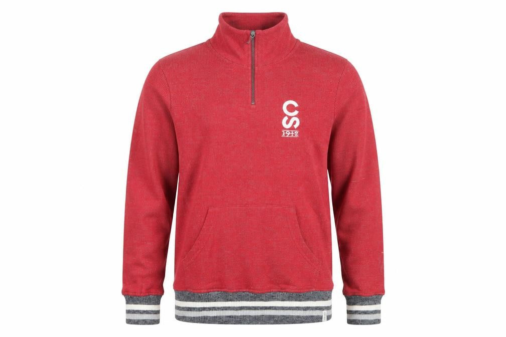 Bruzer Men’s Red 1/4 Zip Cotton Jumper M High Neck Casual Pullover