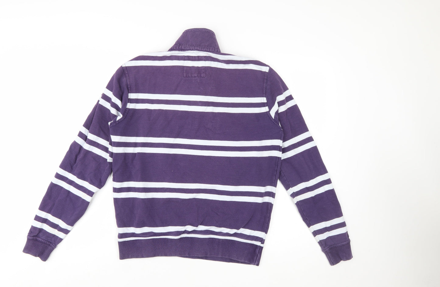 Crew Clothing Men's Purple Striped 1/2 Zip Cotton Sweatshirt Size S