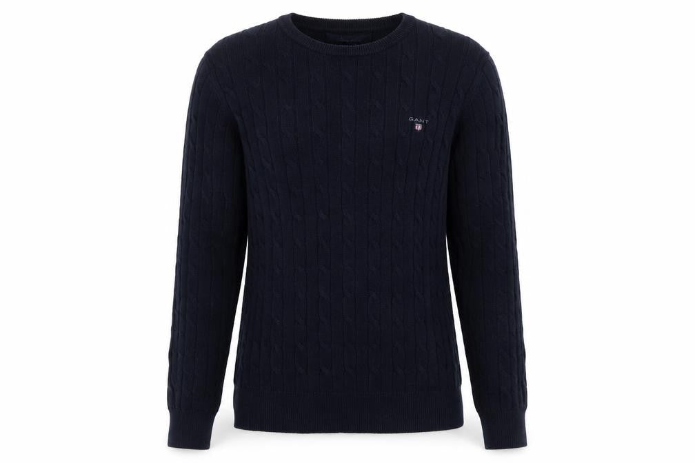 GANT Women's Black Cable-Knit Stretch Cotton Jumper Size S