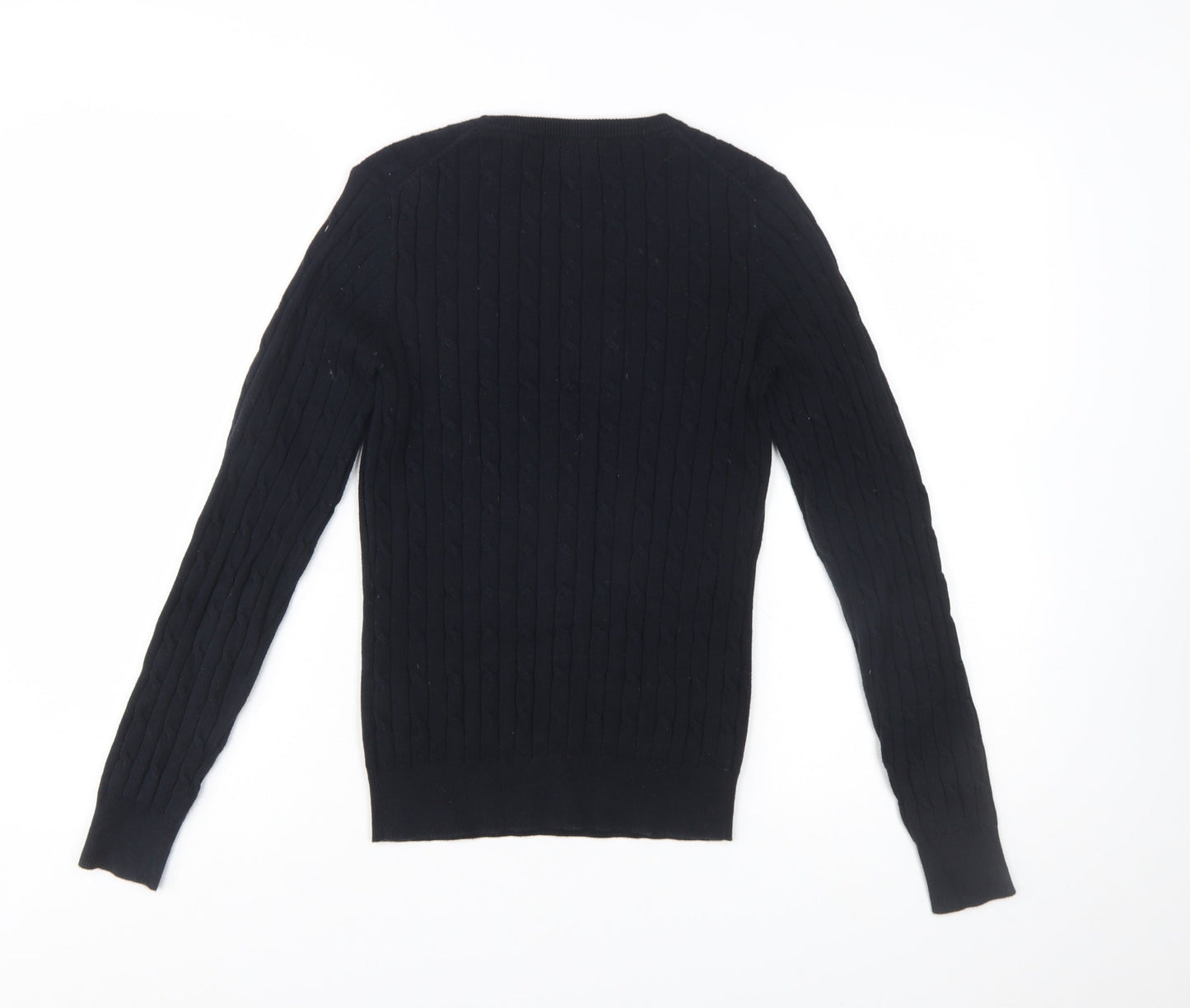 GANT Women's Black Cable-Knit Stretch Cotton Jumper Size S
