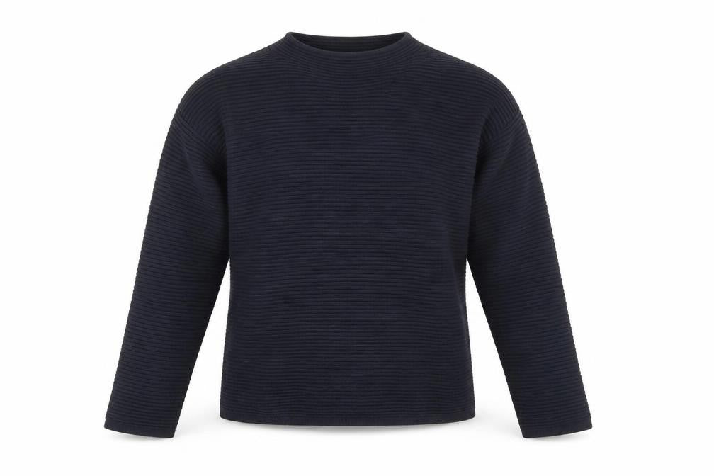 Topshop Women Blue Size 8 High Neck Rib Knit Pullover Jumper