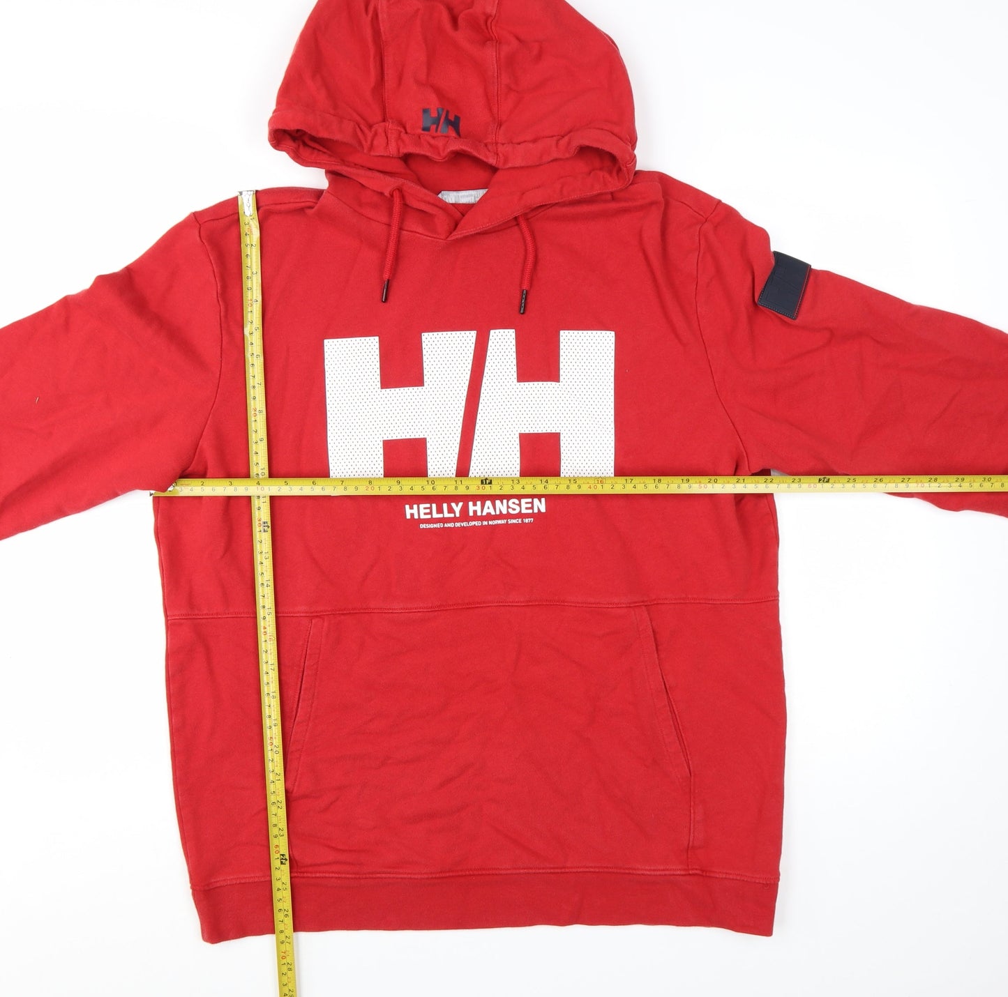 Helly Hansen Men's Red XL Pullover Hoodie Regular Fit Logo Sweatshirt