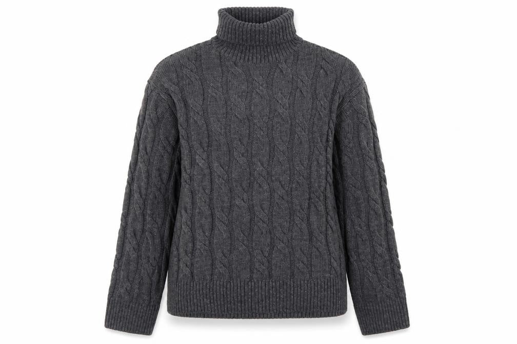 Marks and Spencer Womens Grey Roll Neck Cable Knit Jumper M