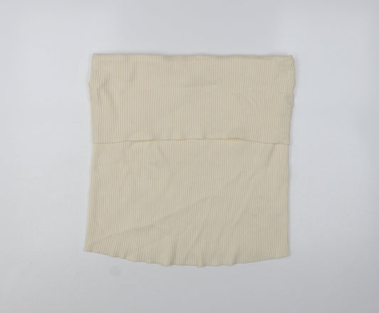 Marks and Spencer Women's Beige Ribbed Strapless Knit Tank Top Size 24