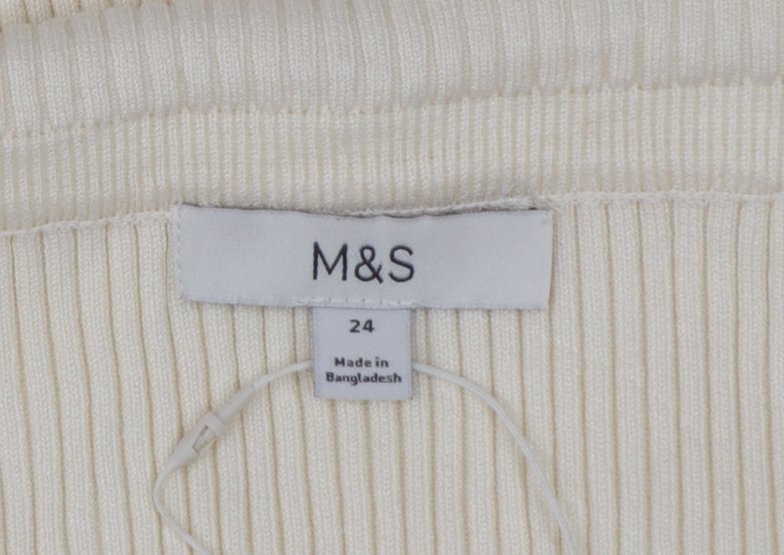 Marks and Spencer Women's Beige Ribbed Strapless Knit Tank Top Size 24