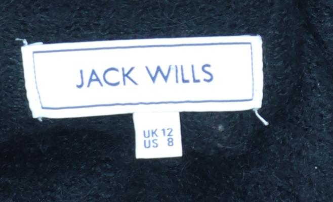 Jack Wills Women’s Black Roll Neck Wool Blend Jumper UK 12