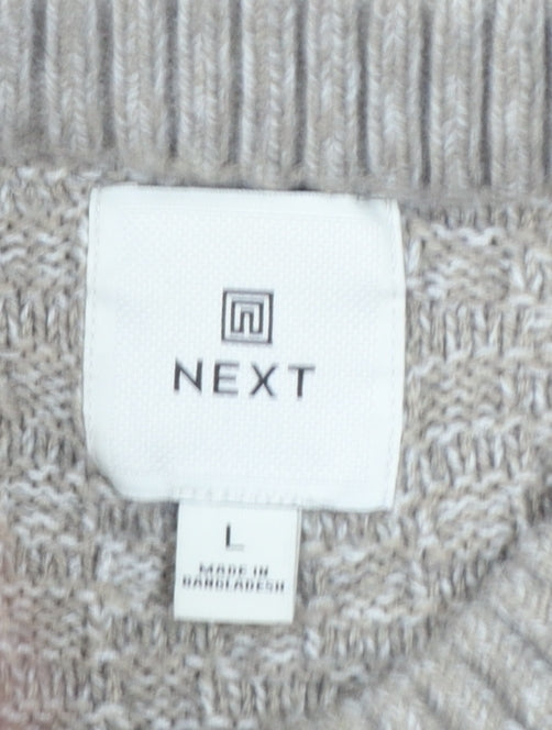 Next Men’s Beige Wool Blend Crew Neck Knit Jumper Size L