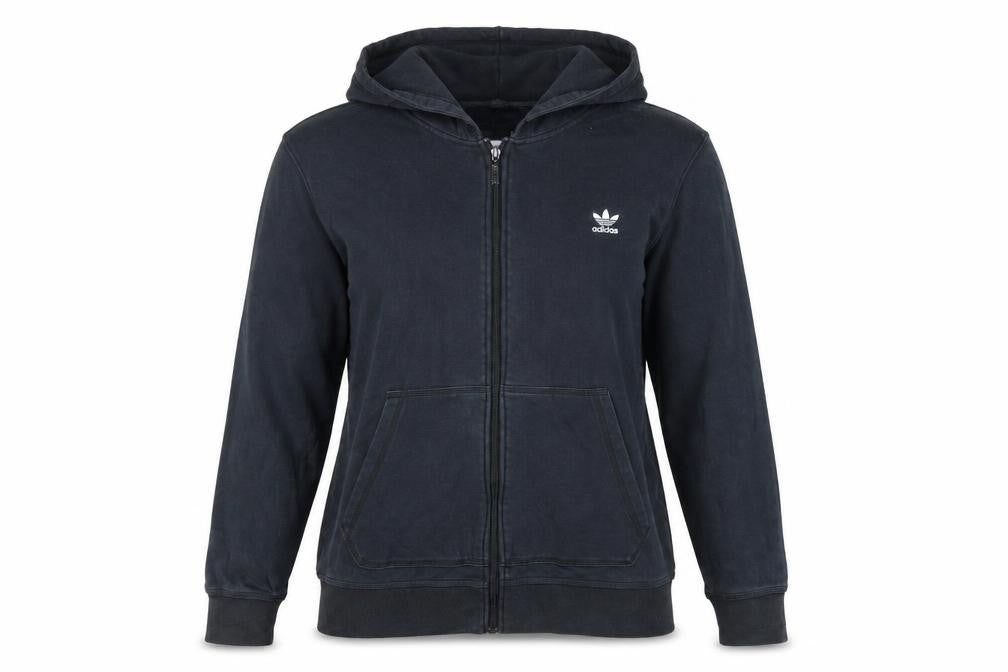 Front view of Adidas Women's Black 2XL Full Zip Hoodie - Cotton Blend Casual