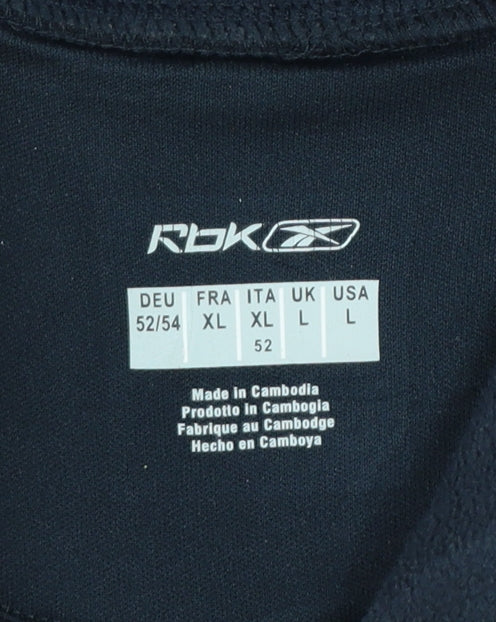 Reebok Mens Black L Pullover Hoodie Logo Graphic Sportswear