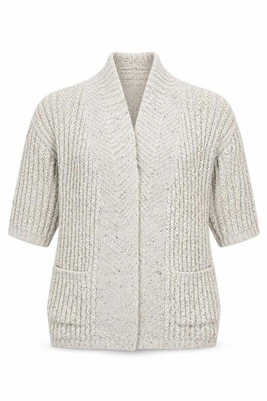 FatFace Women's Beige Chunky Knit Open Cardigan Size 8