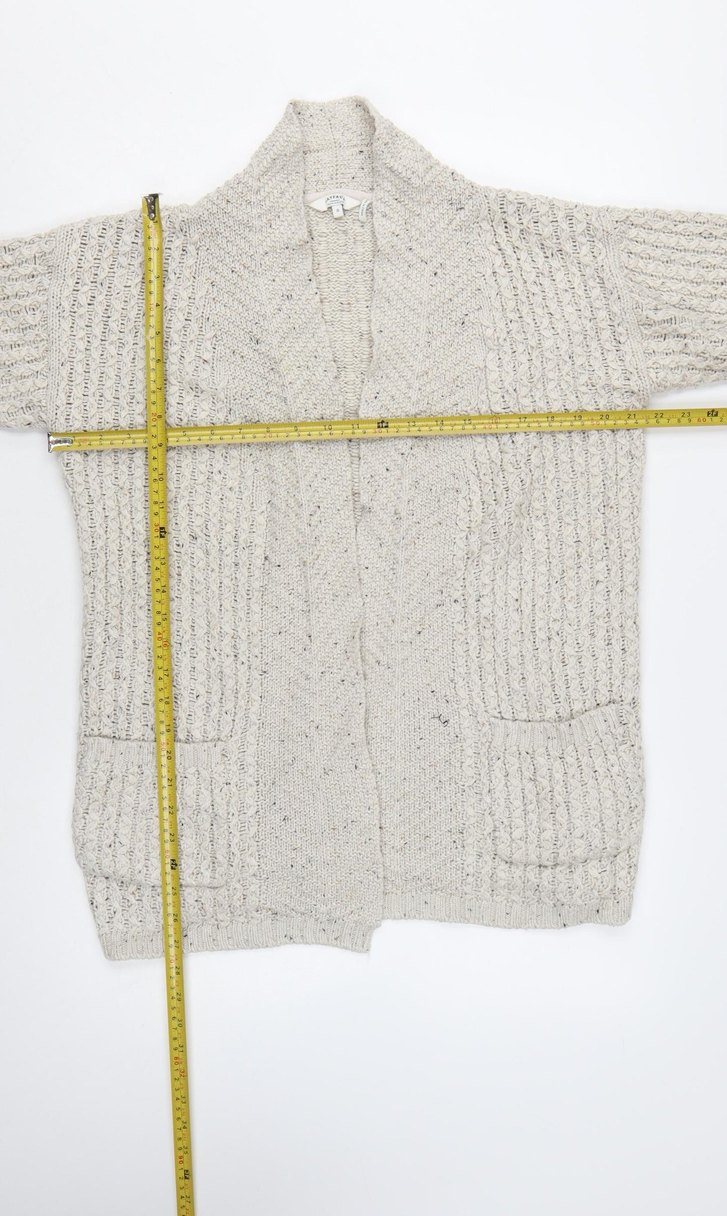 FatFace Women's Beige Chunky Knit Open Cardigan Size 8