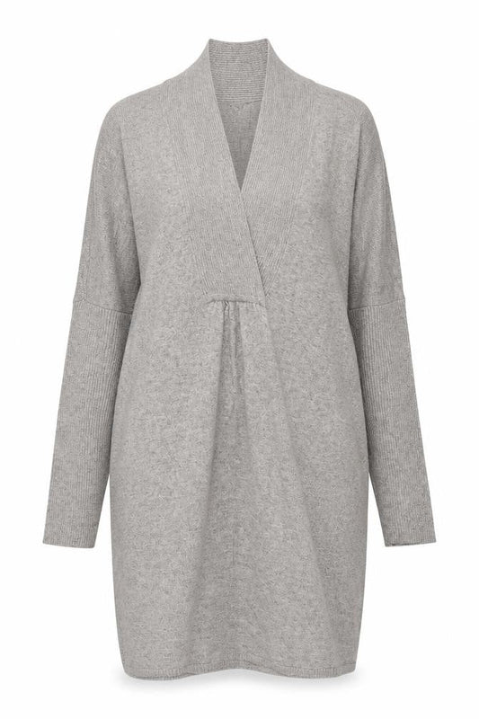 Monsoon Women’s Grey Knit Long Sleeve V-Neck Shift Dress L