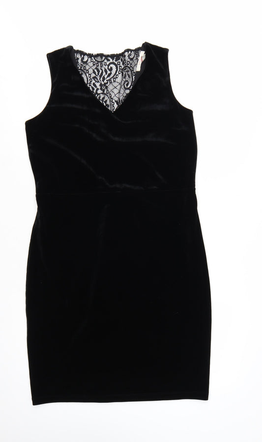 Esprit Women’s Black Velvet Lace V-Neck Bodycon Dress XL