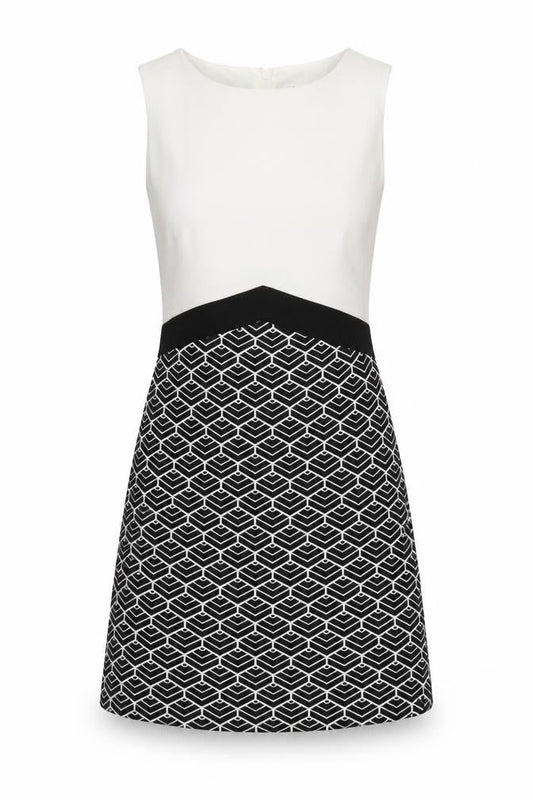 Miss Selfridge Women’s Black & White Geometric Shift Dress UK 8