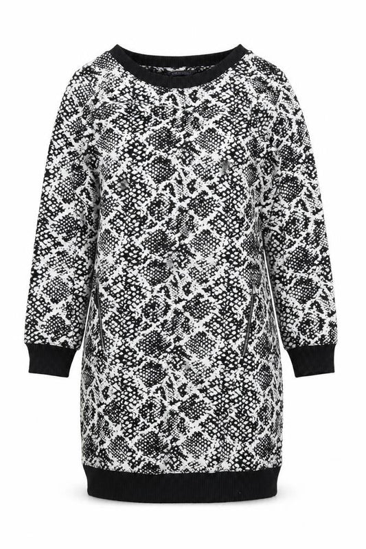 Marks & Spencer Womens Black Animal Print Sweatshirt Dress Size 14