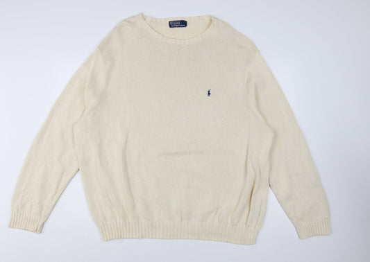 Polo Ralph Lauren Men's Beige 4XL Cotton Crew Neck Jumper