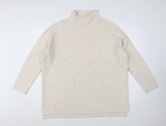 Joules Women Beige Mock Neck Long Sleeve Knit Jumper Size 16