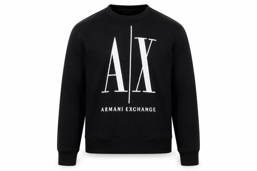 Armani Exchange Mens Black Small Pullover Sweatshirt with Logo Print