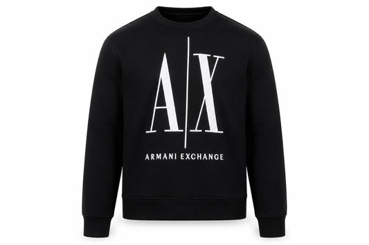 Armani Exchange Mens Black Small Pullover Sweatshirt with Logo Print